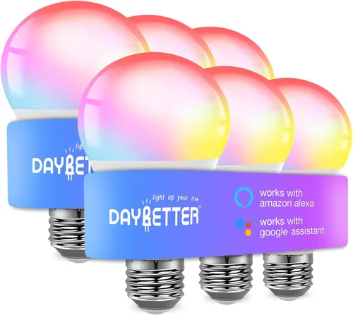Vista 13 de DAYBETTER Bombillas inteligentes, bombilla Alexa, bombillas WiFi, bombilla RGBCW que cambia de color A19 9W 800LM, bombillas inteligentes que