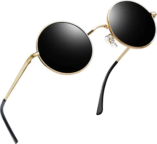 Vista 48 de Joopin Gafas de sol redondas pequeñas Hippie Circle Teashades Traje de protección UV Todo negro