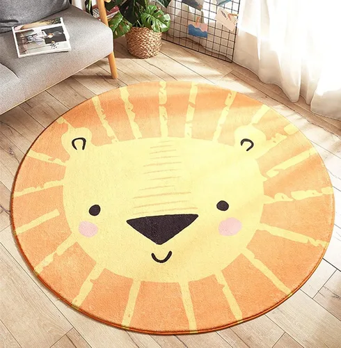 Vista 8 de MOJUN Alfombra redonda de juegos para niños, bonita alfombra de juegos con temática de zoológico súper suave de felpa antideslizante, alfombra