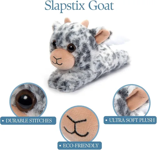 Vista 3 de The Petting Zoo Pulsera de peluche de cabra de peluche, regalos para niños, animales de vida silvestre Slapstix, juguete de peluche de cabra, 10