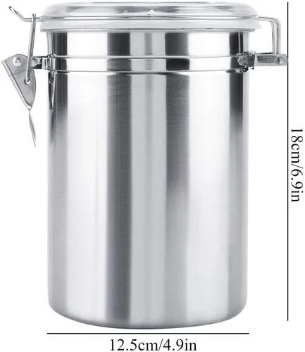 Vista 2 de Recipiente hermético de acero inoxidable para almacenamiento de alimentos con tapa con bisagras, 64.2 fl oz, para café, azúcar, dulces, té