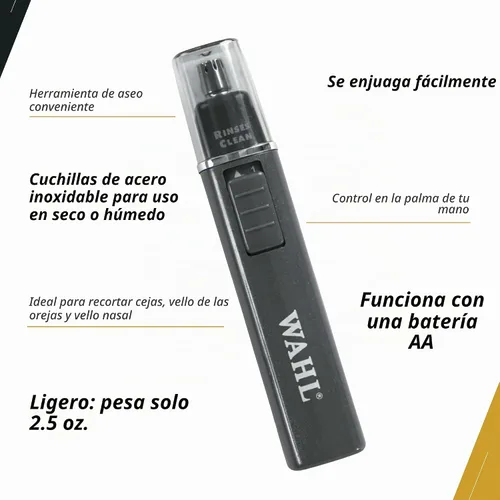 Vista 3 de Wahl Professional - Recortadora de nariz, hoja de acero inoxidable, funciona en húmedo o seco, funciona con pilas para peluqueros y estilistas