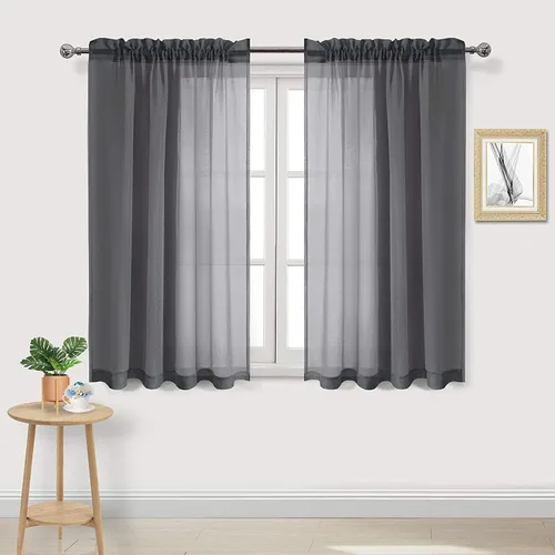 Vista 53 de DWCN Cortinas Transparentes Aqua de Voile Semitransparente con Bolsillo para Barra para Dormitorio y Sala de Estar, 36 x 36 pulgadas de Largo, Juego