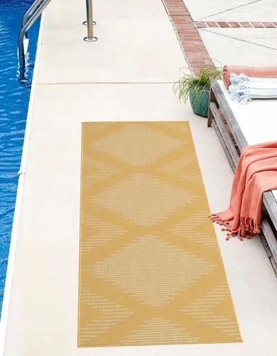 Vista 23 de Unique Loom Outdoor Modern Collection - Alfombra rectangular de 2 x 3 pies 1 pulgada, color azul y marfil