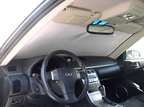 Vista 9 de HeatShield, The Original parasol para parabrisas, ajuste personalizado para Infiniti G35 Coupé 2003, 2004, 2005, 2006, 2007 serie Gold