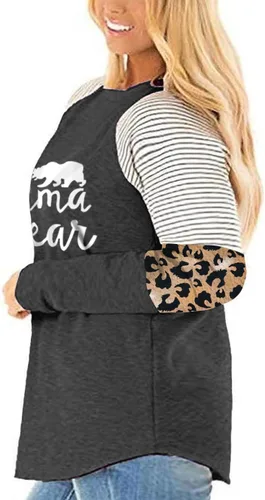 Vista 2 de Womens Plus Size Tops Long Sleeve Leopard Print Striped Color Block Shirts