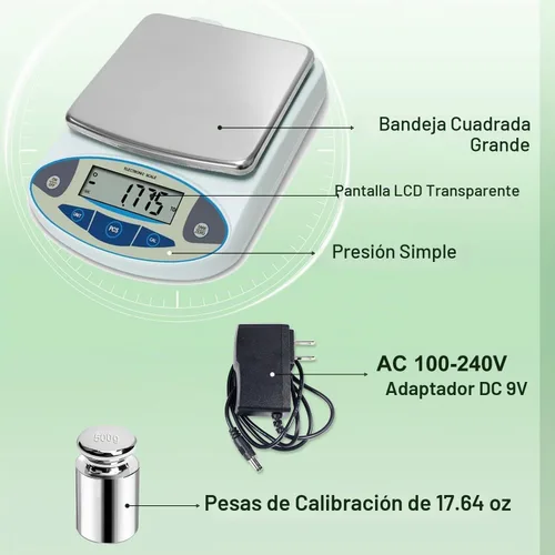Vista 4 de Balanza de laboratorio de alta precisión, 211.64 oz x 0.0004 oz