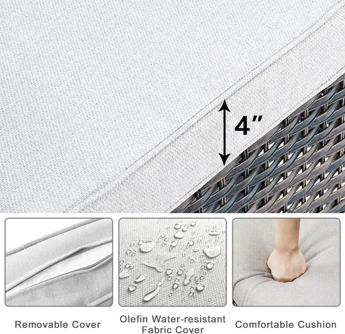 Vista 5 de HUMMUH Juego de 2 sillas de mimbre para exteriores, sillas de comedor con respaldo alto y asiento profundo para jardín, porche, patio trasero