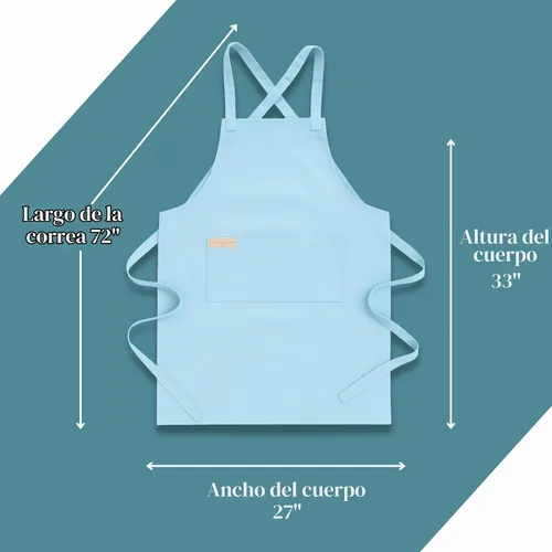 Vista 8 de Cotton Crossback Apron with Waterproof Lining, 2 Pockets, Adjustable Water-Resistant Chef Apron