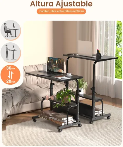 Vista 6 de QZMDSM Escritorio portátil con ruedas de altura ajustable para espacios pequeños, escritorio de computadora de 32 pulgadas, mesas de dibujo