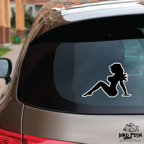Vista 2 de Paquete de 2 calcomanías sexy para automóvil de niña, divertidas y bonitas, vinilo permanente brillante de alta calidad, impermeable (negro, 1)