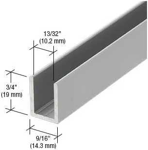 Vista 4 de Brixwell SDCD3812A-CCP12 Canal en U Profundo de Aluminio Anodizado Satinado Sin Marco para Puerta de Ducha para Vidrio de 3/8" de Grosor - Longitud