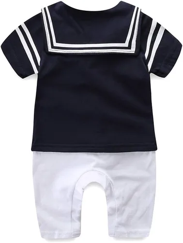 Vista 2 de Mud Kingdom Conjunto de 2 piezas para bebé niño con gorro de uniforme náutico
