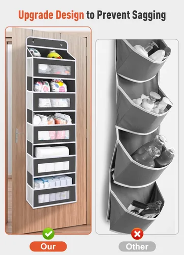 Vista 7 de Organizador de Almacenamiento de Bolsillos Mejorado para Puerta, 5 Estantes de Organizadores Colgantes para Puerta con 10 Bolsillos de Gran