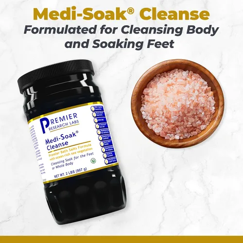 Vista 2 de Premier Research Labs Medi-Soak - Sales de baño para remojo de pies y cuerpo, baño de sal marina para mujeres y hombres, baño mineral relajante