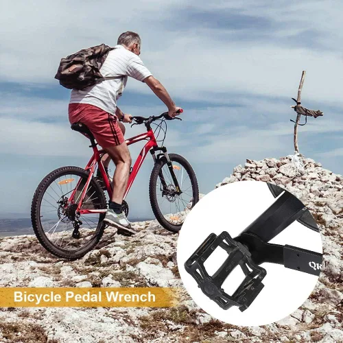 Vista 7 de QKURT Llave de pedal de bicicleta, llave de pedal de bicicleta, herramienta de reparación de ciclismo de doble cara para ciclismo, bicicleta