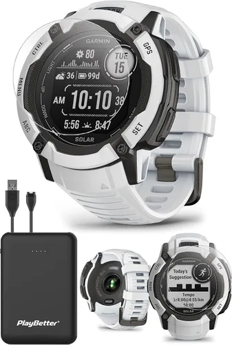 Vista 2 de Garmin Instinct 2X Solar (Whitestone) - Paquete de reloj inteligente con GPS resistente, GNSS multibanda, monitoreo de salud 247, notificaciones