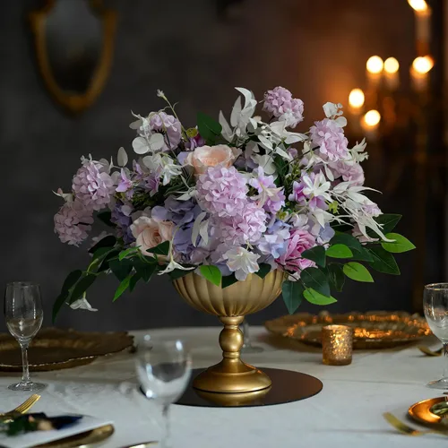 Vista 10 de Sziqiqi Jarrón de Urna Dorado para Boda: Jarrones de 7.9 Pulgadas de Alto como Centros de Mesa para Decoraciones de Mesa - Juego de 2 Jarrones