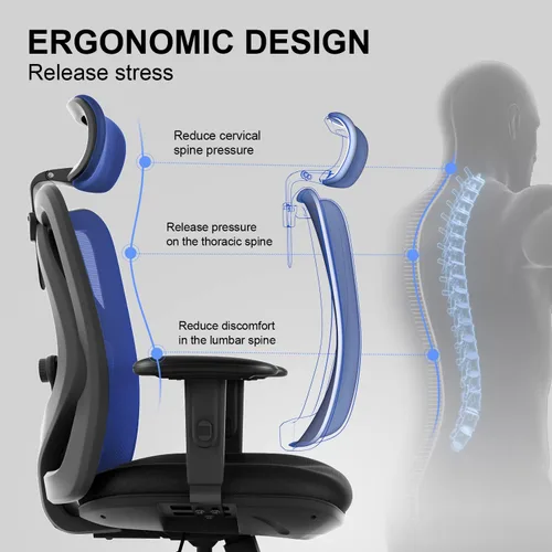 Vista 9 de SIHOO Silla de oficina ergonómica M18, ruedas mejoradas, silla