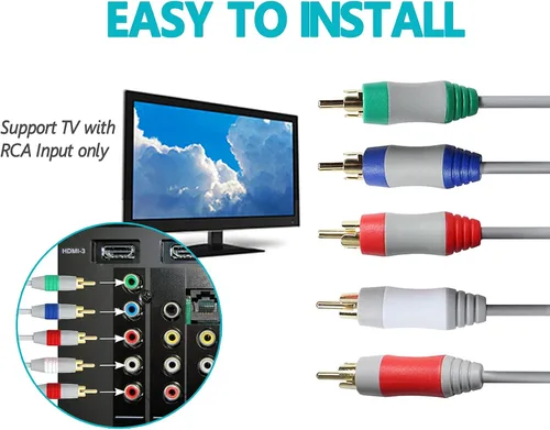 Vista 3 de Cable de componentes AV para Nintendo WiiWii U RCA Audio Video HD Cable de 2