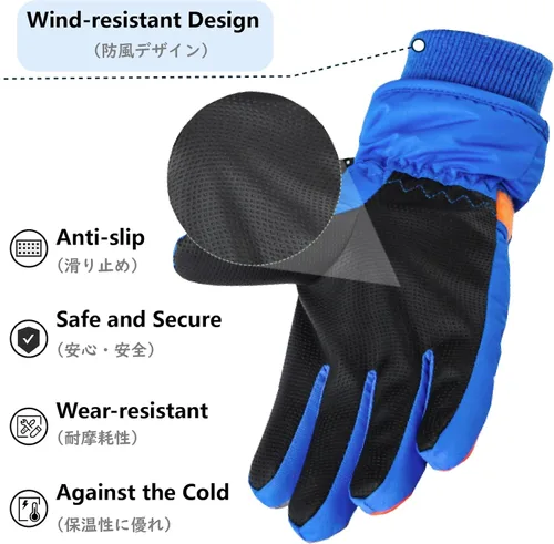 Vista 5 de JEELAD Guantes de nieve para niños, guantes de esquí de invierno, guantes de snowboard para niños y niñas, guantes de nieve de invierno