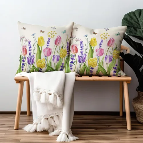 Vista 62 de Juego de 2 fundas de almohada de 16 x 16 pulgadas, diseño patriótico de bandera estadounidense con estrellas para exteriores, estilo casa de campo