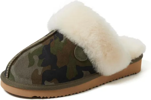 Vista 104 de Dearfoams Fireside Sydney Pantuflas anchas de piel de oveja para mujer, para interiores y exteriores