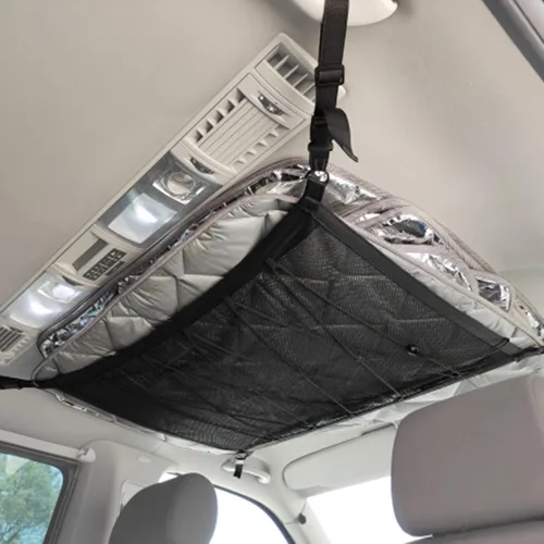 Vista 2 de AUTOXBERT - Bolsillo de red de carga para techo de automóvil, 35 x 26 pulgadas, ajustable, para techo de techo, bolsa de almacenamiento