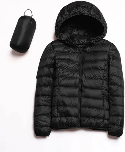 Vista 2 de Chaqueta acolchada ligera para mujer, abrigo de plumón corto con cremallera y capucha para invierno 2023
