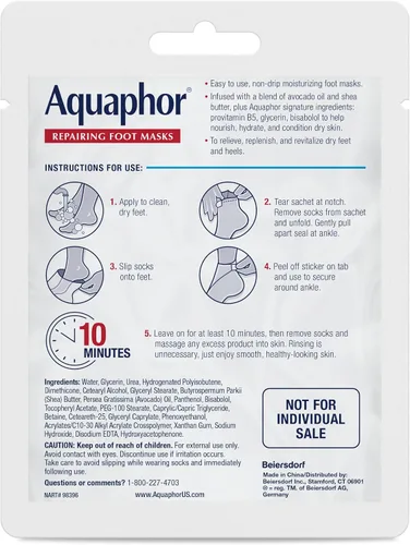 Vista 13 de Aquaphor Mascarillas reparadoras para pies, calcetines hidratantes para pies secos, tratamiento hidratante para el cuidado de los pies con aceite