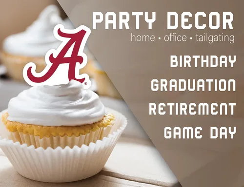 Vista 6 de Decoraciones para cupcakes de la Universidad de Alabama, suministros para fiestas de fútbol americano, cumpleaños, graduación (24 piezas)