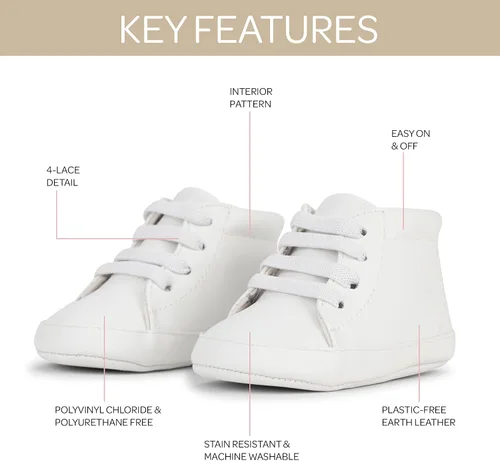 Vista 3 de JuJuBe - Zapatos de bebé de silicona para bebés, cuero vegano, Eco Steps Sneaks