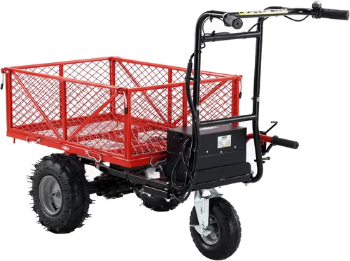 Vista 8 de Carretilla eléctrica, 24 V CC 180 W AGM Batería 330 lbs (150 kg) Capacidad máxima Barril Dump Material Debris Hauler Rojo