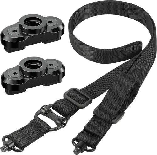 Vista 4 de Eslinga de dos puntos y tradicional de 2 puntos de ajuste rápido con QD Sling Swivel para Caza Negro