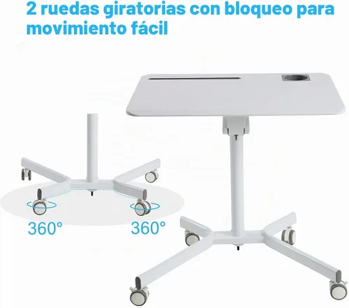 Vista 5 de Escritorio móvil rodante, pequeño escritorio de pie con ruedas,Escritorio
