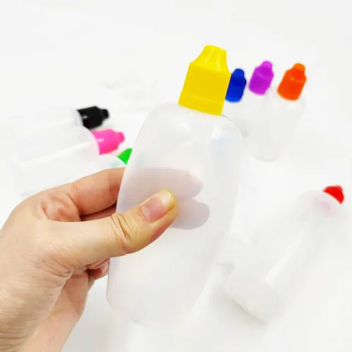 Vista 3 de NANSHINE Botellas de plástico con gotero de 0.3 fl oz x 50 LDPE, recipientes vacíos con tapa