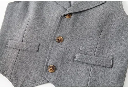 Vista 6 de Conjunto de chaleco de 3 piezas para bebé niño con camisa blanca, chaleco y pantalón