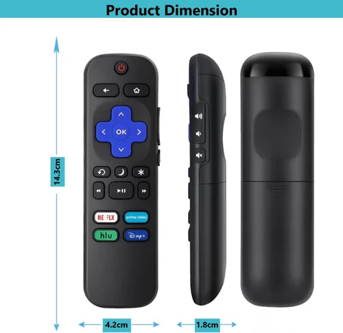 Vista 6 de [Paquete de 2] Control remoto de repuesto para Roku TV, compatible con televisores TCL, Hisense, Onn, Sharp, Element, Westinghouse, Philips Series