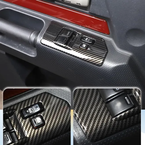 Vista 5 de Marco decorativo para ventana de automóvil con botón de elevación para Toyot@ FJ Cruiser 2007-2021, accesorios de interruptor de elevación