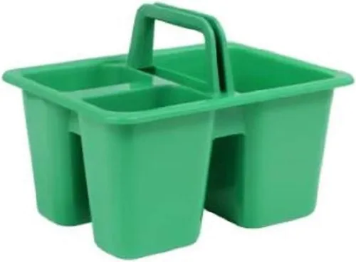 Vista 5 de Kids Arts & Crafts - Pequeños cubos de plástico con asas, 3 compartimentos, colores surtidos, juego de 4