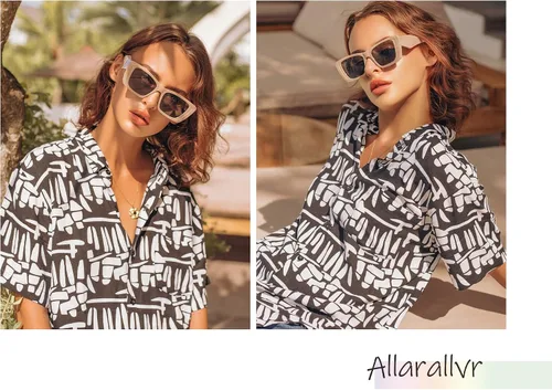 Vista 2 de Allarallvr Cat Eye Sunglasses for Women Men Retro Trendy Frame Square Shades AR82101