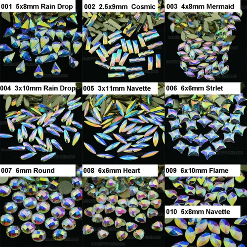 Vista 2 de Massive Beads Gemas de diamantes de imitación de cristal con parte trasera plana mixta para arte de uñas 3D para teléfono DIY