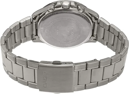 Vista 4 de Casio #MTP1374D-7AV Reloj de pulsera de metal estándar con esfera plateada multifunción para hombre, plateado, VestidoFormal