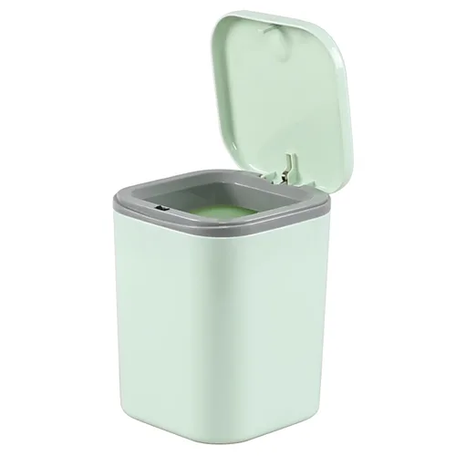 Vista 8 de Zopnny Mini cubo de basura de mesa de 0.5 galones/1.9L con tapa desplegable, papelera de escritorio para encimera de baño, tocador, café u oficina