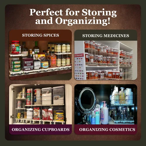 Vista 3 de Vertical Spice - Organizador de especias deslizante grande extraíble - 2 cajones individuales de 1 nivel - Soporte de condimentos con ruedas de alta