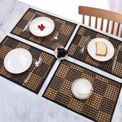 Vista 6 de Juego de 4 manteles individuales de bambú, resistentes al calor, para mesa de comedor, manteles individuales de bambú duraderos, resistentes a