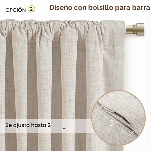 Vista 6 de INOVADAY Juego de 4 paneles de cortinas opacas crema de 84 pulgadas de #01 Crema