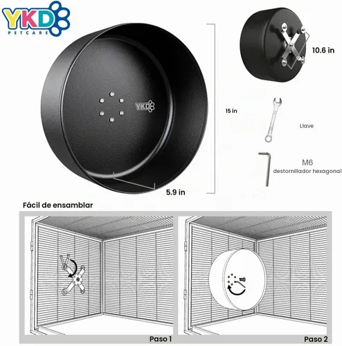 Vista 6 de Rueda de ejercicio silenciosa de Chinchilla de aleación de aluminio de 15" Negro