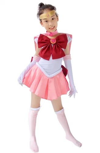 Vista 2 de DAZCOS Disfraz de cosplay de Chibi USA para niños pequeños de color rosa