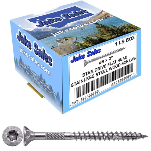 Vista 204 de 8 x 1 revestimiento exterior recubierto de bronce, tornillo de madera multiusos compatible con ACQ, cabeza plana Torx/Star Drive de 1 libra, 288